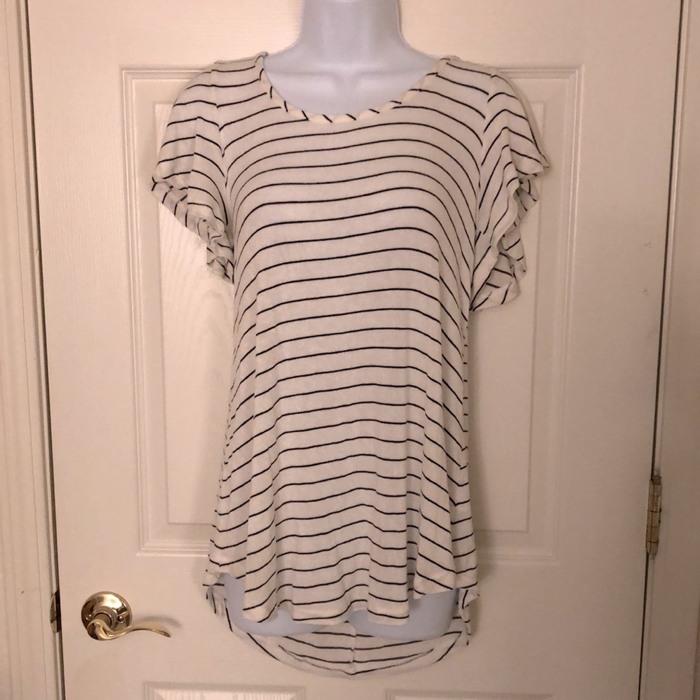 Flutter Sleeve Striped Boho Blouse - image 1